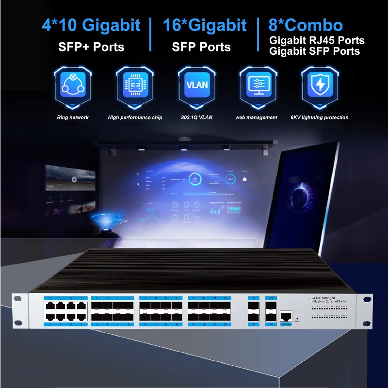 24 SFP Ports Industrial Manage - Sfp+ 10G Managed Switch 8 Port ulasan dan harga