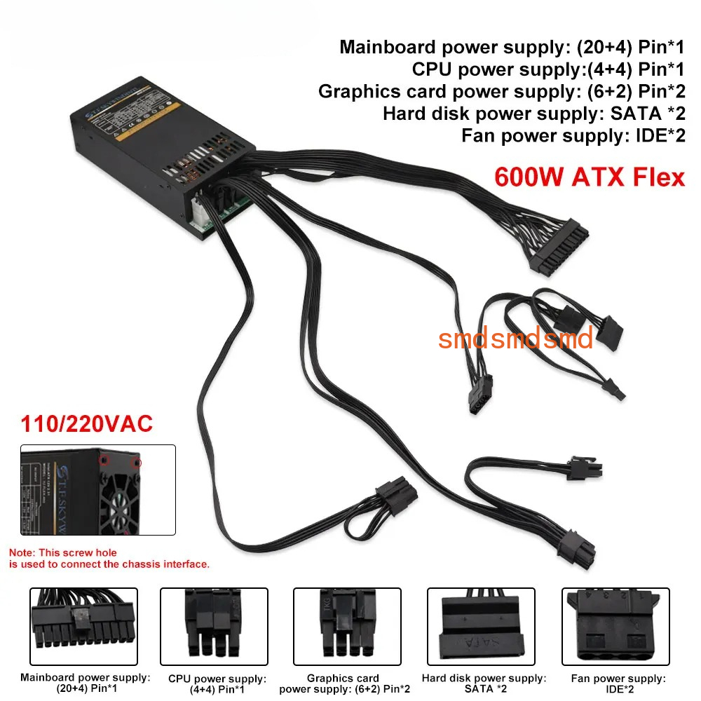 600W Modular Power Supply Smal - Atx Power Supply 1U Flex 500W ulasan dan harga