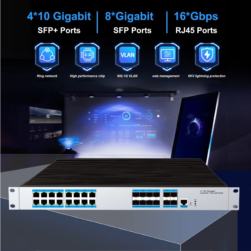 16-RJ45 Port Industrial Manage - Sfp+ 10G Managed Switch 8 Port ulasan dan harga