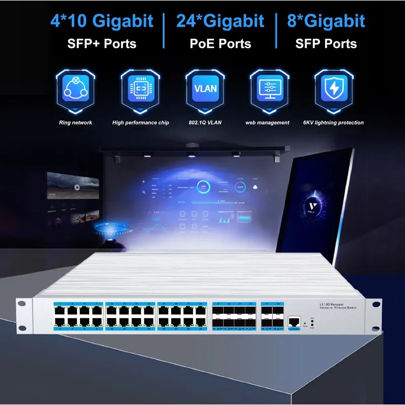 24-port PoE industrial managem - Sfp+ 10G Managed Switch 8 Port ulasan dan harga