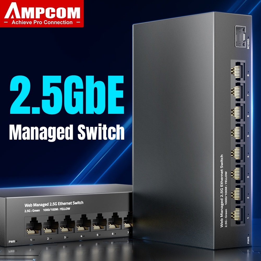 AMPCOM 2.5GbE Managed Switch 8 - Sfp+ 10G Managed Switch 8 Port ulasan dan harga